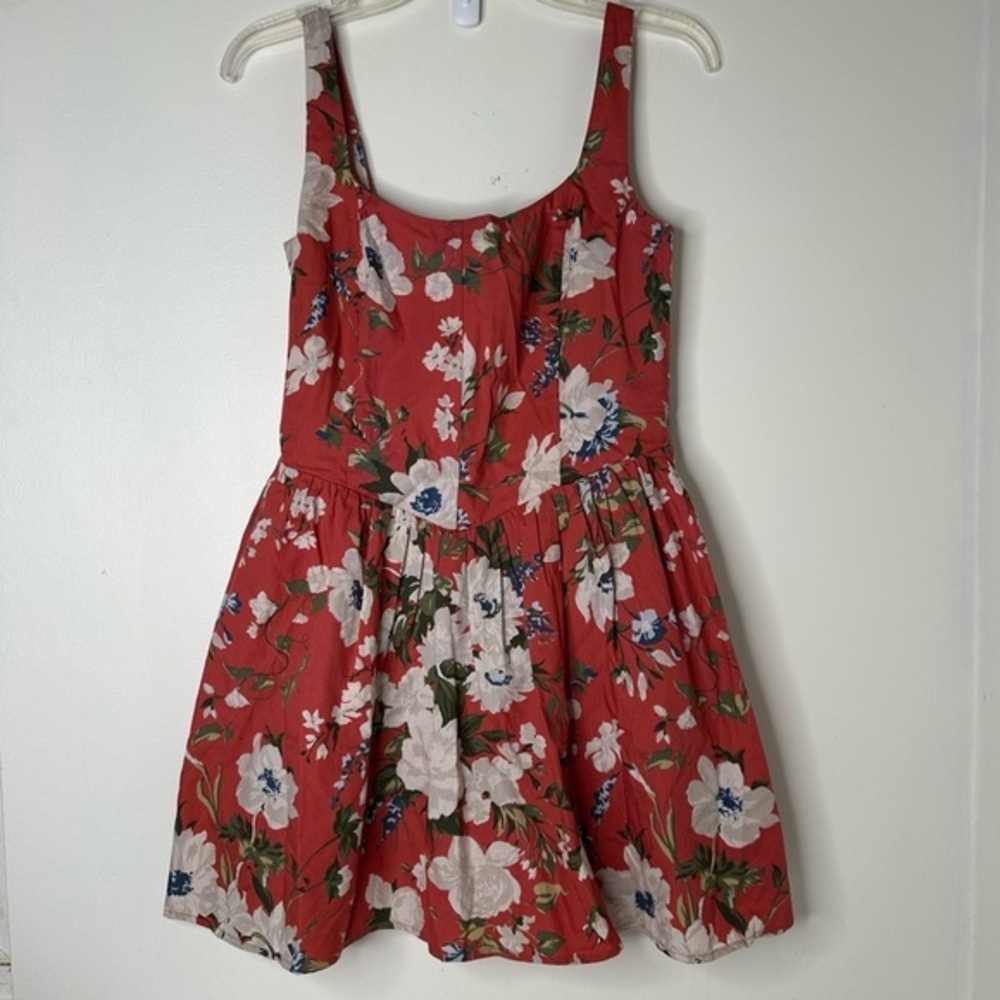 Floral Red Sundress with Scoop Neck